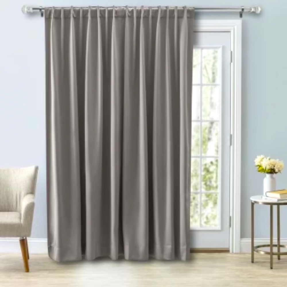 Never Used Homespun Double-Wide Rod Pocket Patio Panel Curtain with Wand